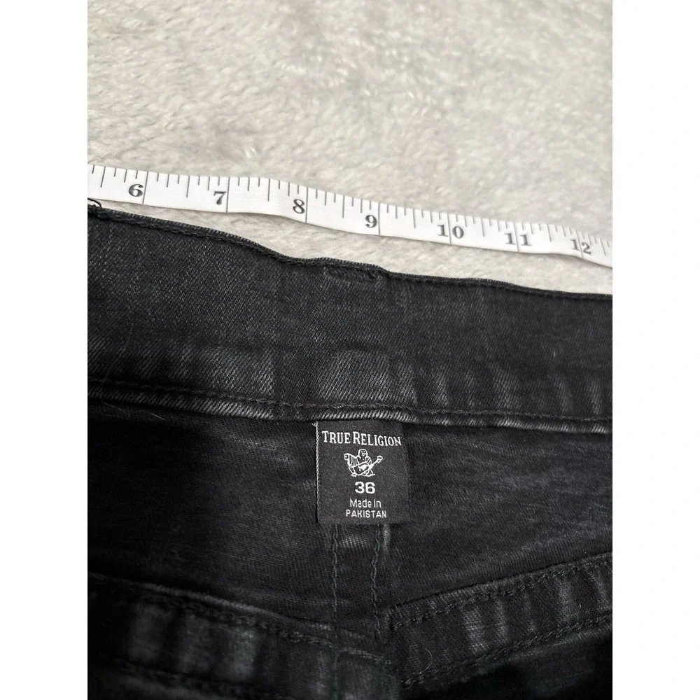 True Religion Ricky Relaxed‎ Straight Jeans Men's 36x32 Black Faded Flap Pocket